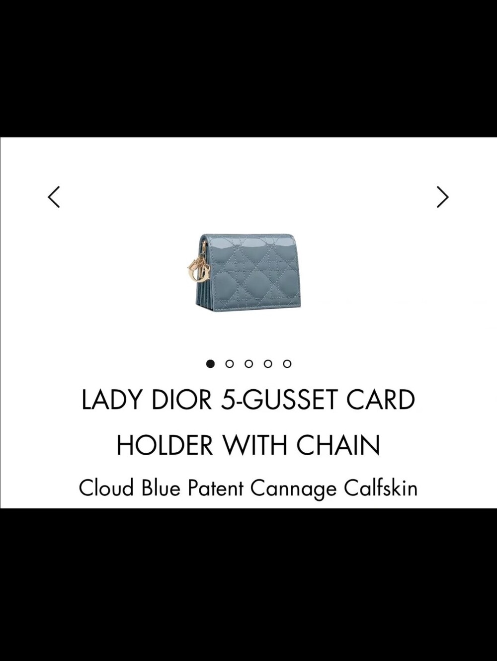 Lady Dior 5- Gusset Card Holder With Chain in Blue